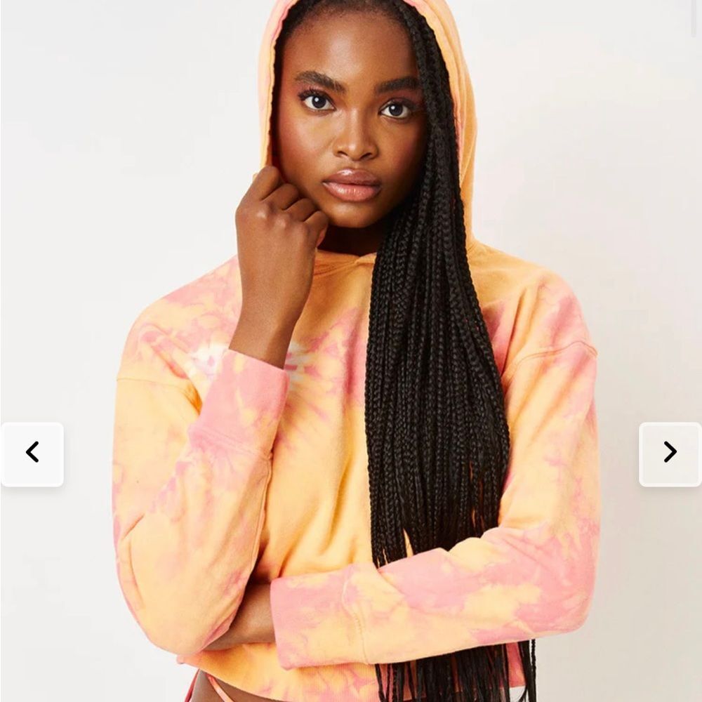 Frankie’s Bikinis Sherbet Tie Dye‎ Heart Burl Cropped Hoodie Sweatshirt Medium